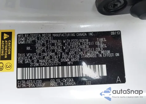 2014 Lexus Rx 350 z USA, uszkodzony, nr VIN 2T2BK1BA3EC227271